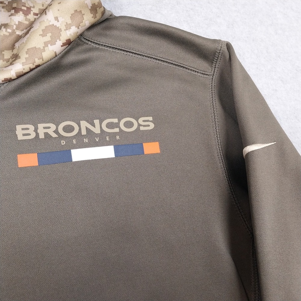 Denver Broncos Hoodie Mens Medium Green Nike Salute To Service Camo Patches - Picture 10 of 12